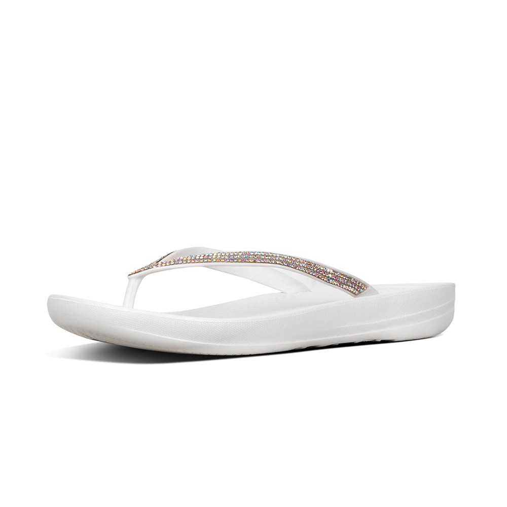 Fitflop Womens Flip-flops White - Iqushion Sparkle Ergonomic - EA3758942